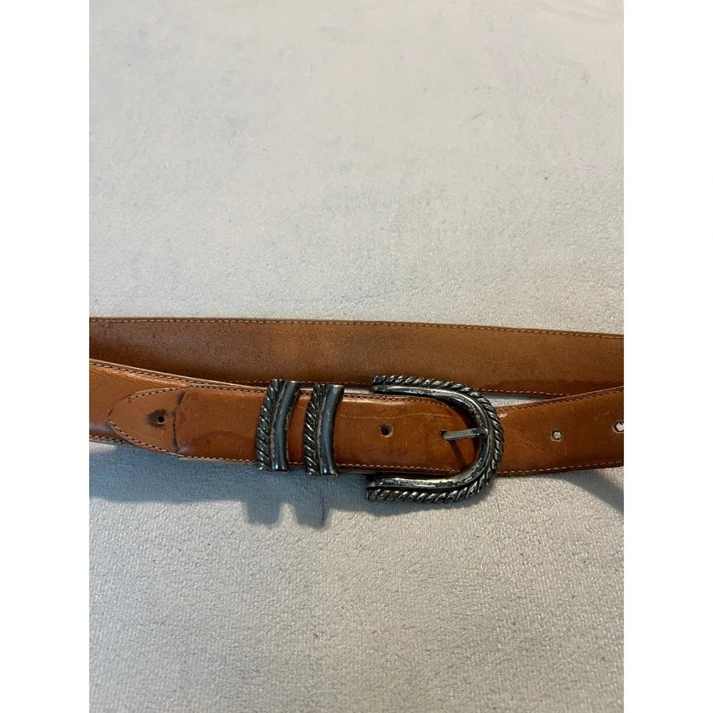 Brighton Vintage 1993 Brown Leather Western Belt Silver Buckle Mens Large